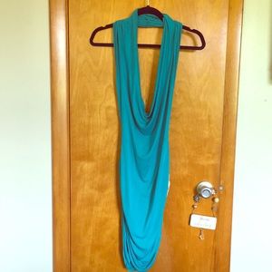 Open back turquoise dress mid thigh length